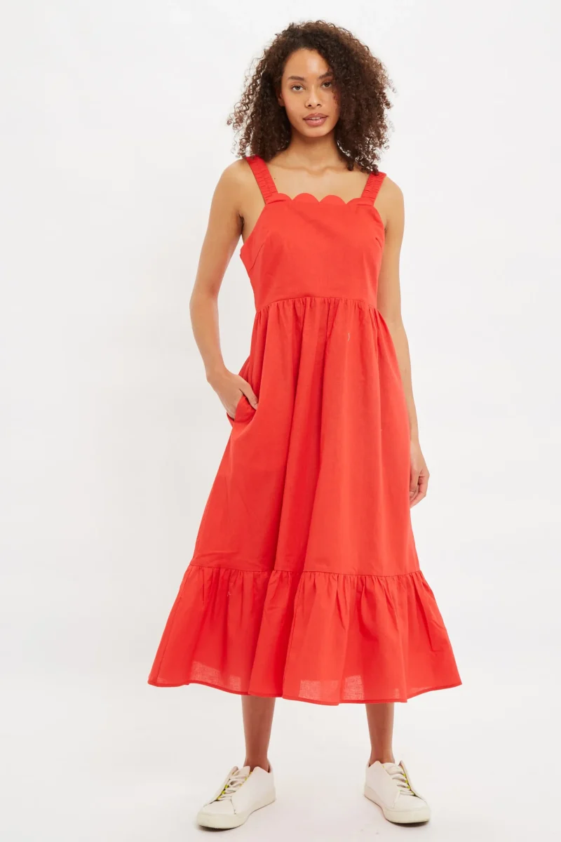 scalloped midi sundress by louche zora scaled