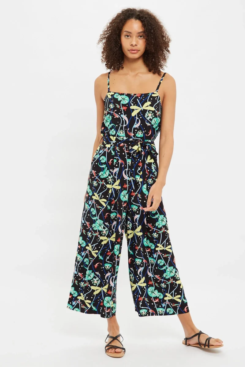 sikke pond print strappy jumpsuit