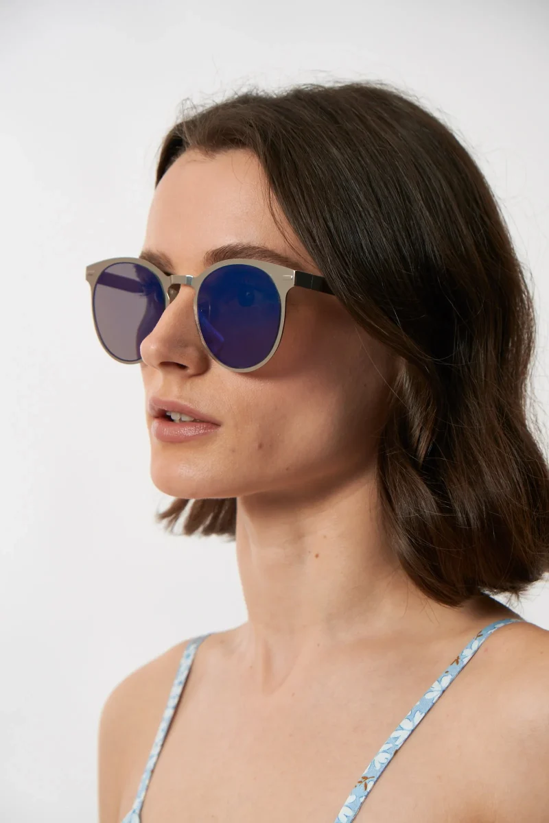 silver round sunglasses by louche kiko