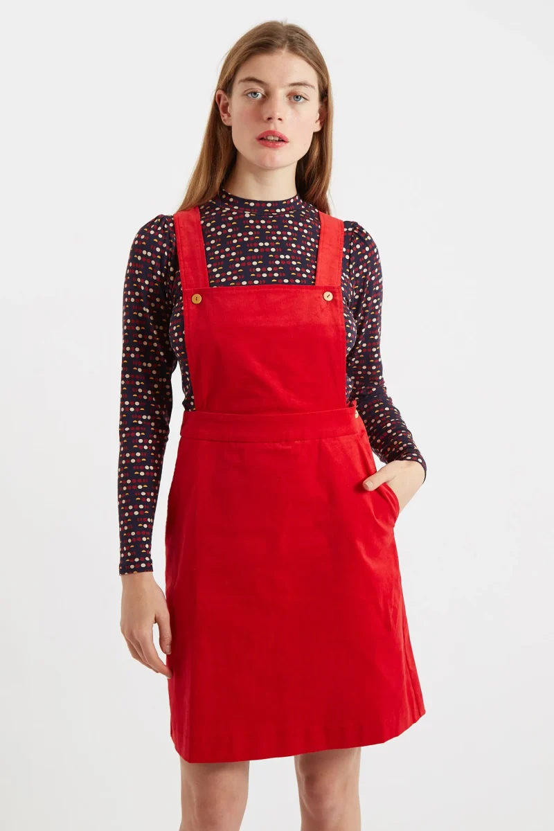 sofia mini pinafore dress red scaled