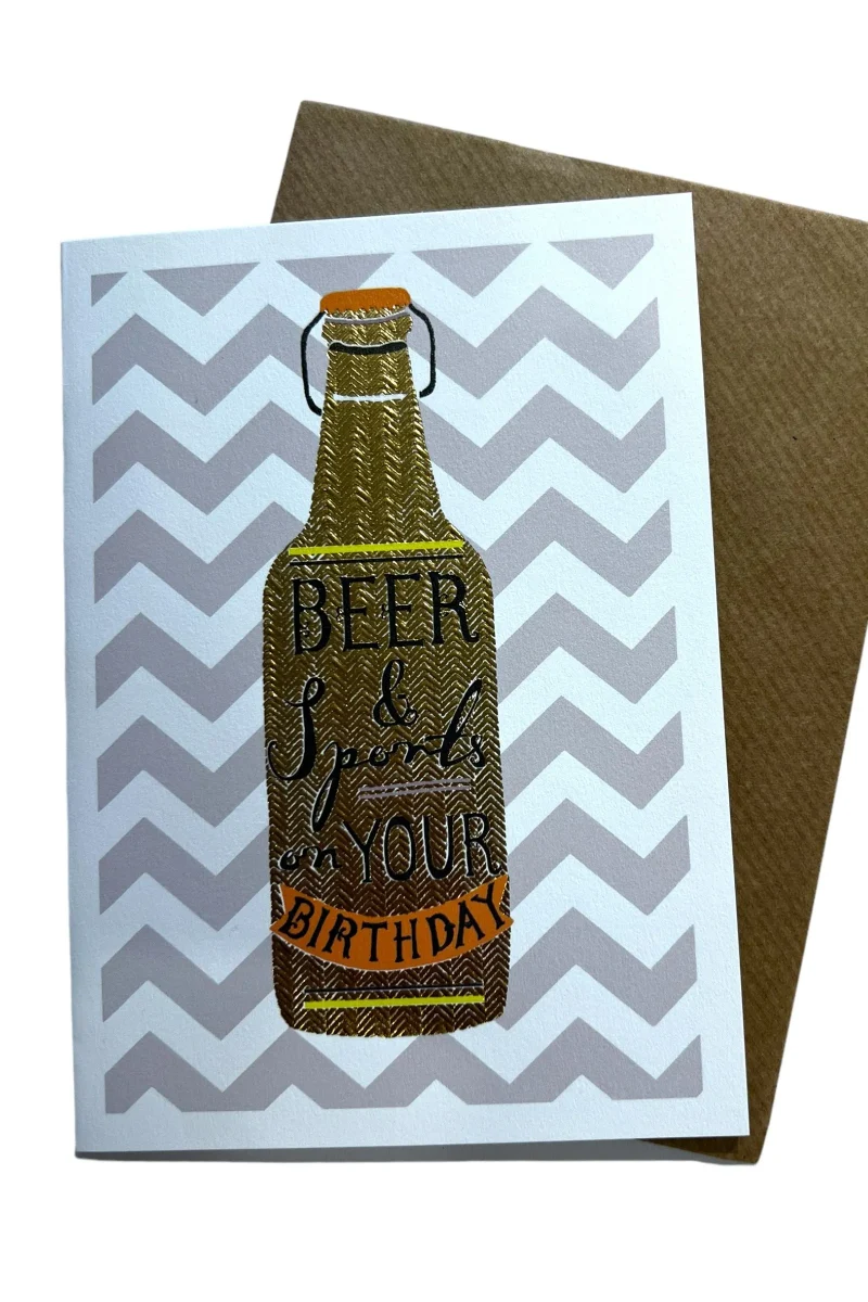 sports themed beer birthday card