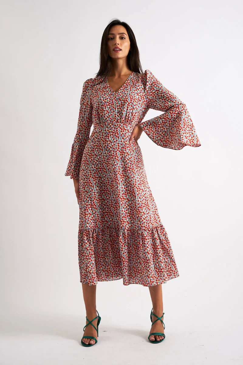 strawberry fields midi dress by bathilde