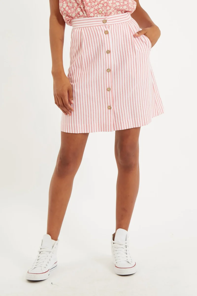 striped button up a line mini skirt scaled