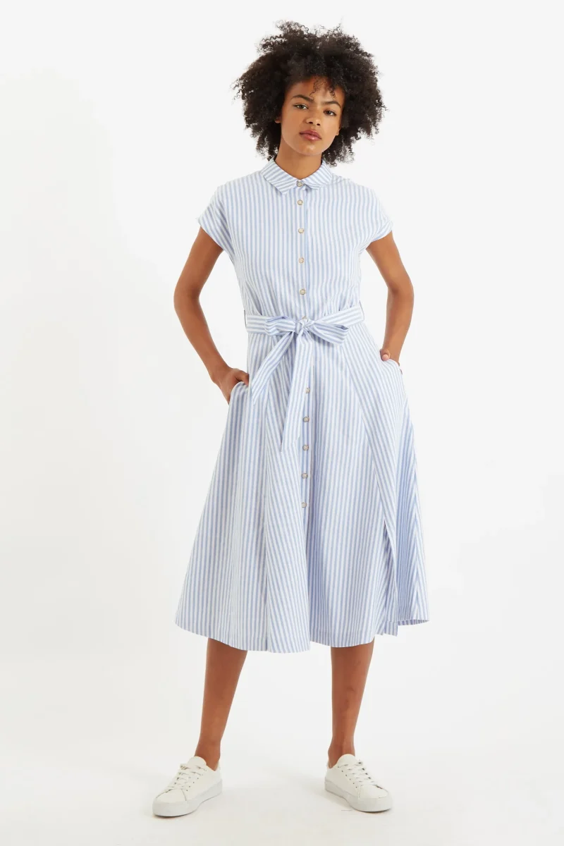 striped midi shirt dress in blue fleur sail collection scaled