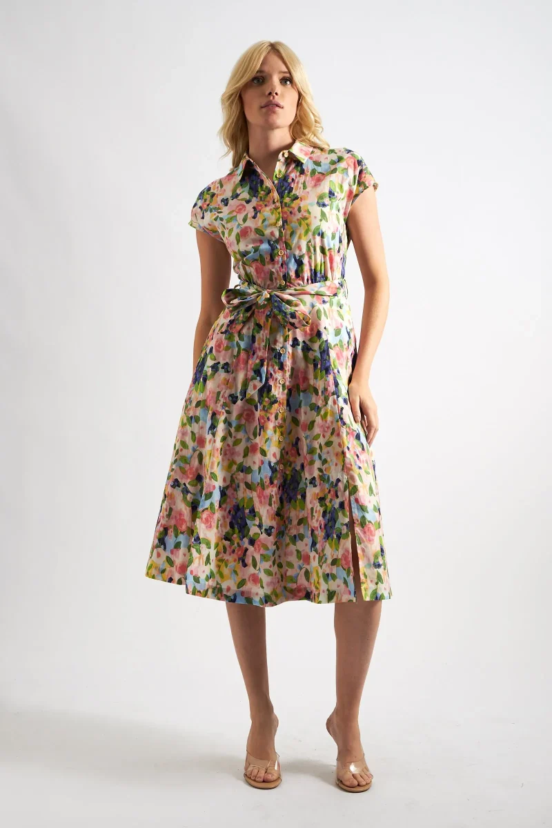 summer dream floral midi shirtdress