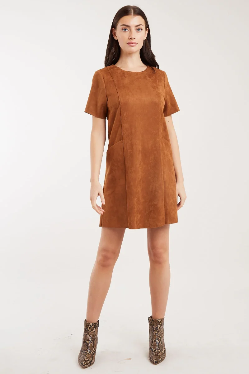 sylvie faux suede midi dress