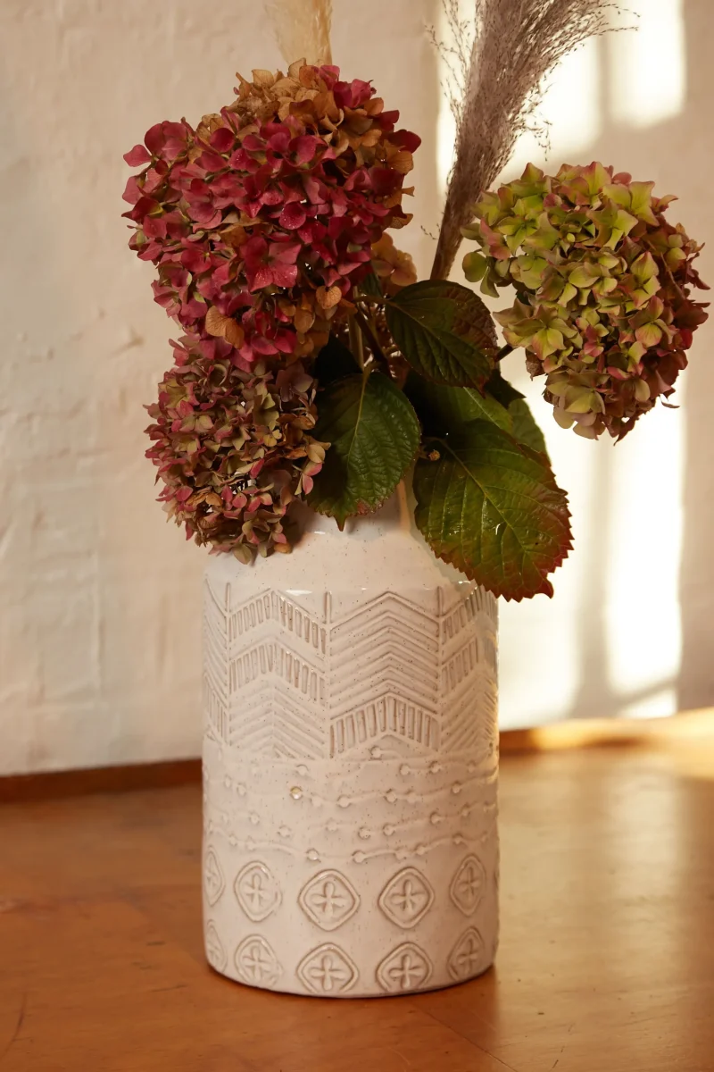 tall chevron stripe glazed stoneware vase scaled