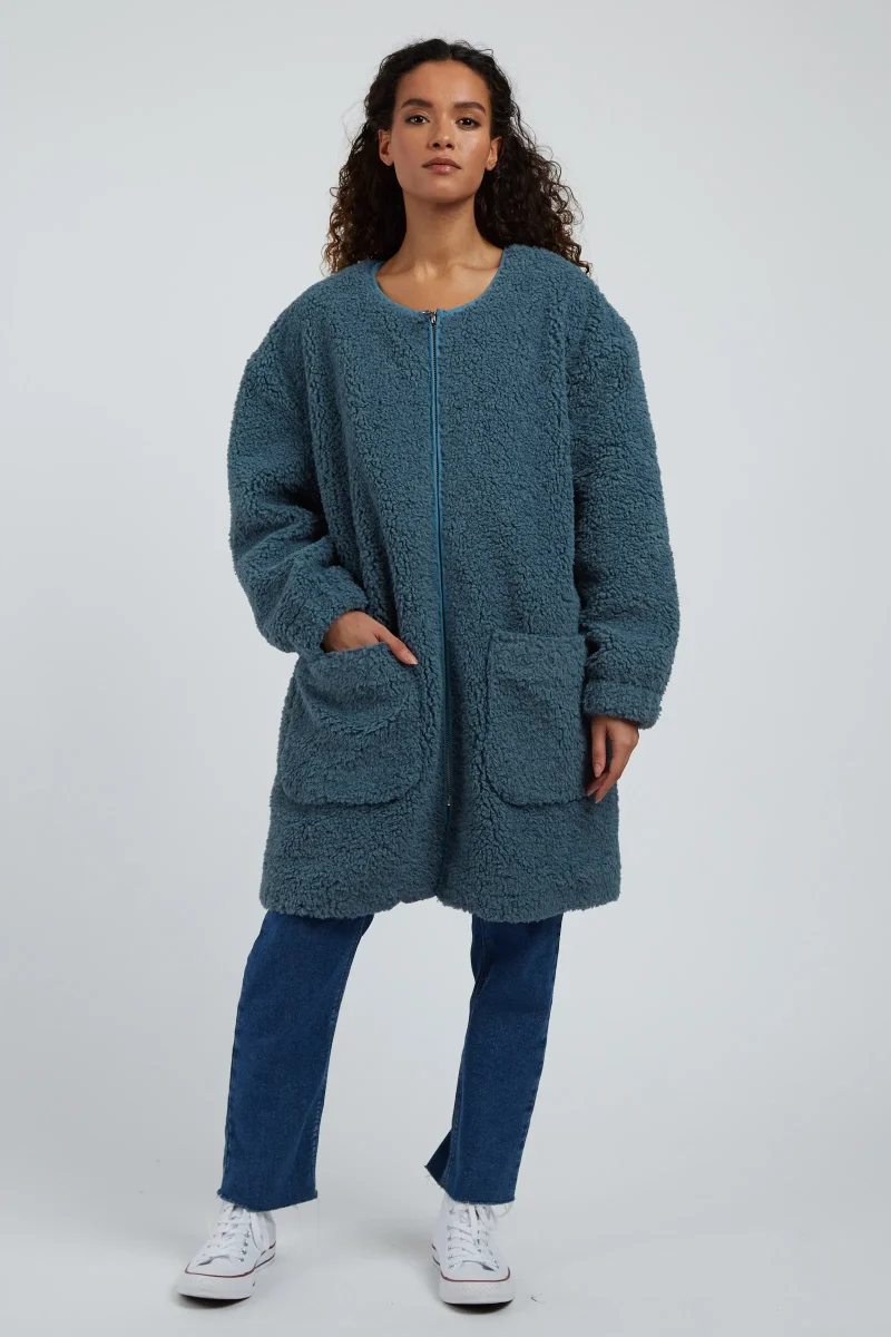 teal louche aldora coat stylish outerwear