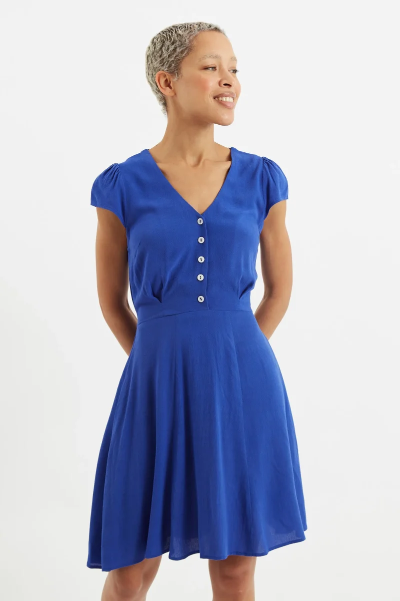 ultra chic moss crepe mini dress in ultramarine scaled