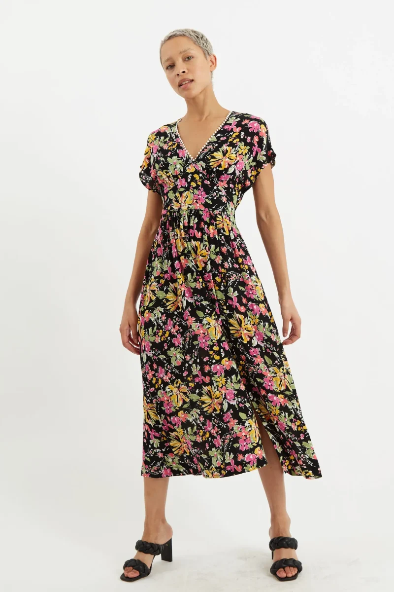 v neck flower burst midi dress scaled