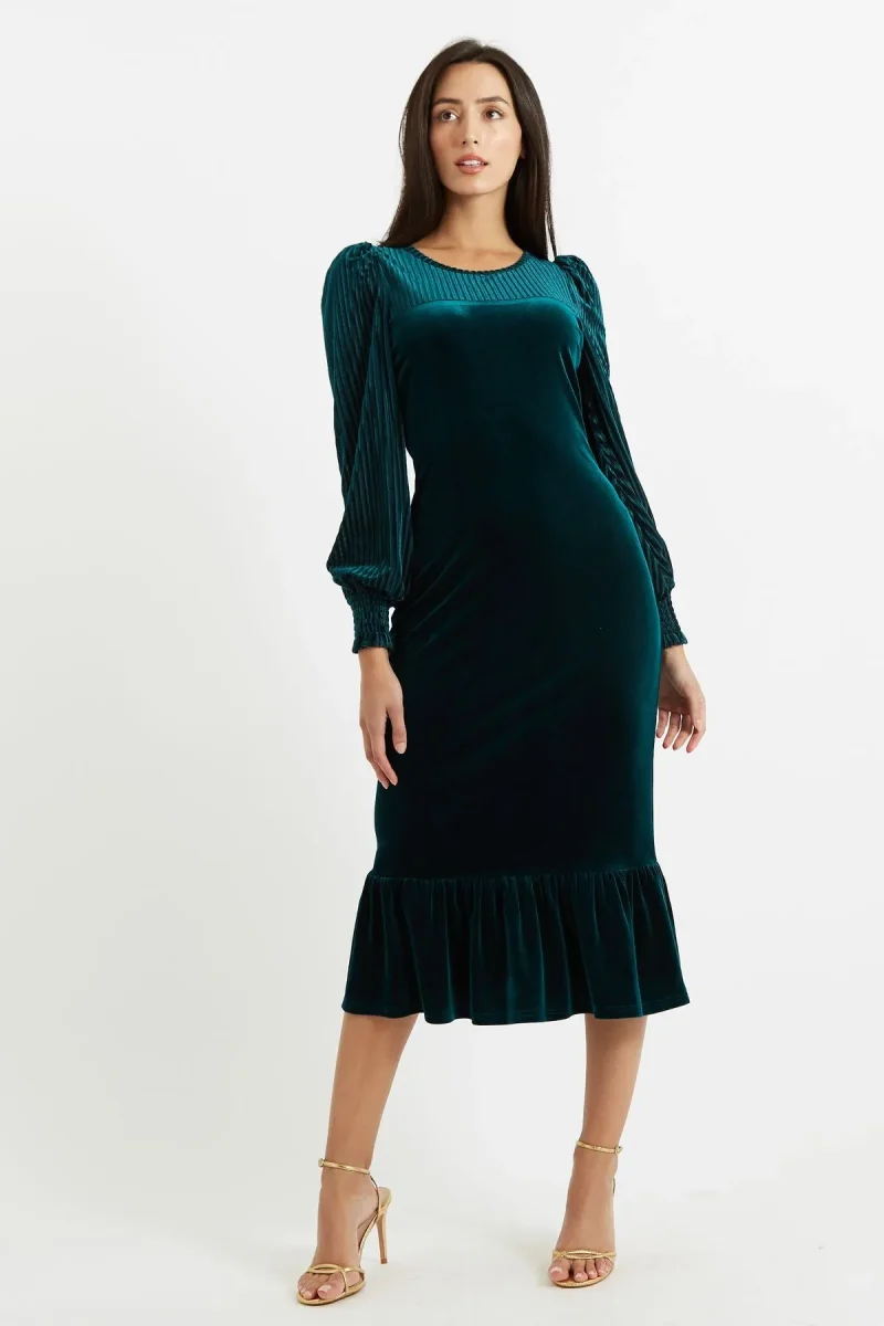 velvet stripe midi dress by louche mouna