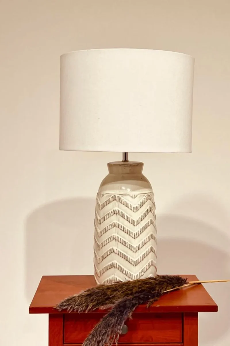 zigzag linen shade ceramic floor lamp