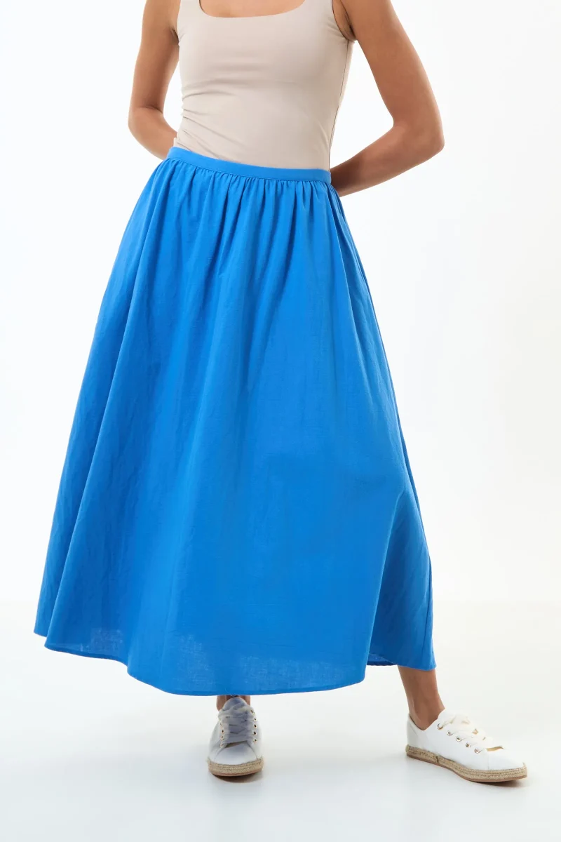 zoeline blue recycled cotton midaxi skirt